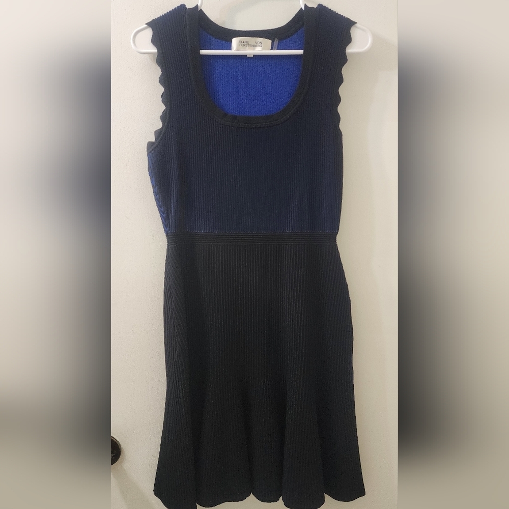 Elegant Blue and Black Dress